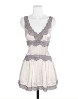 [ limited quantity / ♡made♡ ] enthea antique satin & lace short ops
