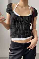 [MADE] Lihi Dot Backless Short Sleeve T-shirt