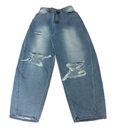 DAMAGED BALLOON RIPPED DENIM💙 LIGHT BLUE DENIM PANTS