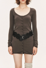 Basic open tee - charcoal 