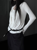loose V-wrap shirring T (2color)