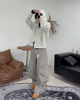 Arc line curved cotton pants