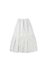 Gather check shirring skirt_ivory