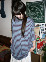 [unisex] Canich Stripe Color Matching Short Sleeve Tee
