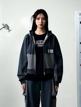[UPDRAFT]NYLON MIXED COTTON ZIP-UP GREY