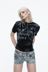 ディストレスト クロス スタッズ Tシャツ
