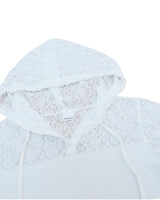 Button lace hoodie top