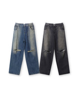 Limit destroyed wide denim pants