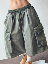 The Hill Pigment Washed Cargo Bermuda Pants  4 Color 
