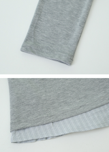 #FZ Stripe Shirt Layered Drape T-Shirt (2color)