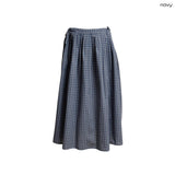 (2color) Ribbon Pleated Check Long Skirt