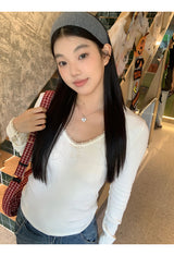 パールボウVネック長袖Tシャツ