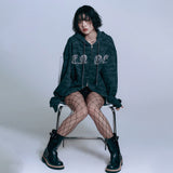 Rhinestone Camo Hoodie - CHARCOAL