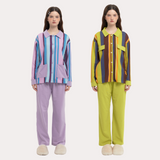 Royal Purple & Emerald Green Contrast Striped Sleep Set - 95% Cotton  Pajamas