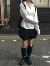 Chuel Tiered Banding Mini Skirt