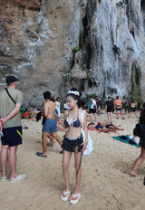 a dot-frilled bikini