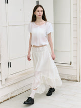 UNBALANCE SHIRRING LONG SKIRT IVORY