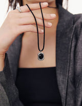 26SS★ [Premium Plating] H-Emblem AB(W) Onyx Necklace