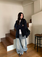 Dalt Side Pintuck Wide Denim Pants