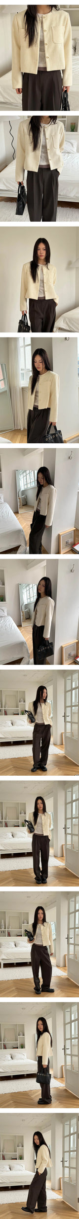 Minimal two pocket tweed jacket(2color)
