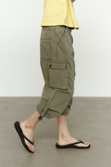ヴィンテージ ミリタリー カプリ カーゴパンツ(Washed Khaki)