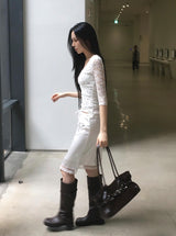 Oin Satin Lace Midi Skirt