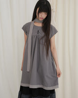 COUNTRY FLARE LINEN DRESS / CHARCOAL