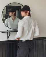Jireon Half Zip-Up Ribbed Long Sleeve T-Shirt