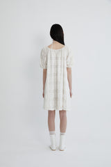 Flower crochet shirring dress (IVORY)