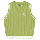 WITTY BUNNY CABLE KNIT VEST - LIGHT MINT
