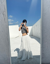 JENNY POCKET LONG CANCAN PLEATED FRINGE SKIRT