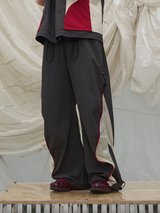 RELABEL Time Element (Overlay & Spread) Eight Cord Splicing Semi-Sheer Colour-Crossing Double Layer Leg Opening Nylon Punch Pants