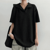 ニブルオープンカラー半袖ニットTシャツ