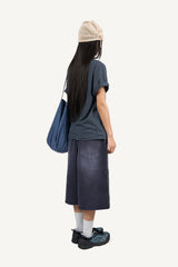 Sand-washed Bermuda denim pants