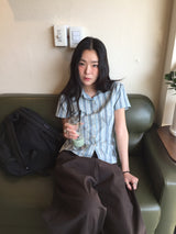 String Flare Check Shirt (3color)