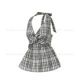 Sov Check Halter Blouse