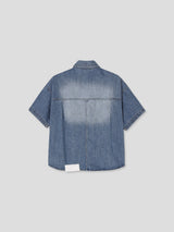 LMN インシジョンクロップドマッスルフィットデニム半袖シャツ (2 colors)