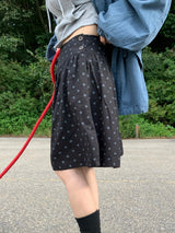 Needle Button Dot Shirring Midi Skirt (2c)