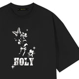 ホーリーフラワー バタフライ オーバーフィット 半袖Tシャツ_BLACK