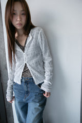 wrinkle mesh loop cardigan(3colors)