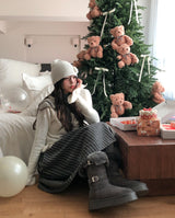 Flower Hairy Knit Beanie