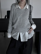 minimal basic V-neck knit (2color)