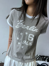 Baby Barbie Semi-Cropped Print Ringer T-Shirt 3color