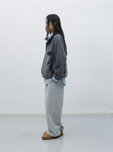 soft high neck fleece anorak set - charcoal       