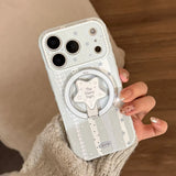 Cream Blue Star Stripe Magnetic Stand Case