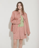 FAUX SUEDE STUDS JACKET [PINK]