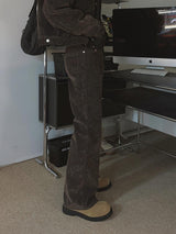 Winter Velvet Denim Bootcut Pants (2color)