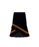 Color Strap Velour Frill Skirt _ BLACK