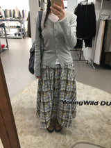 Laptile patchwork long skirt (2color)