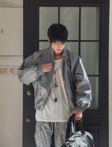 カイ ナイロン グロッシー パイピング ジップアップ